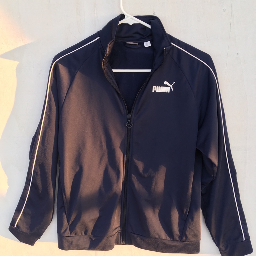 Puma Navy Zip-Up Track Jacket SZ S. Y2K Athleisure